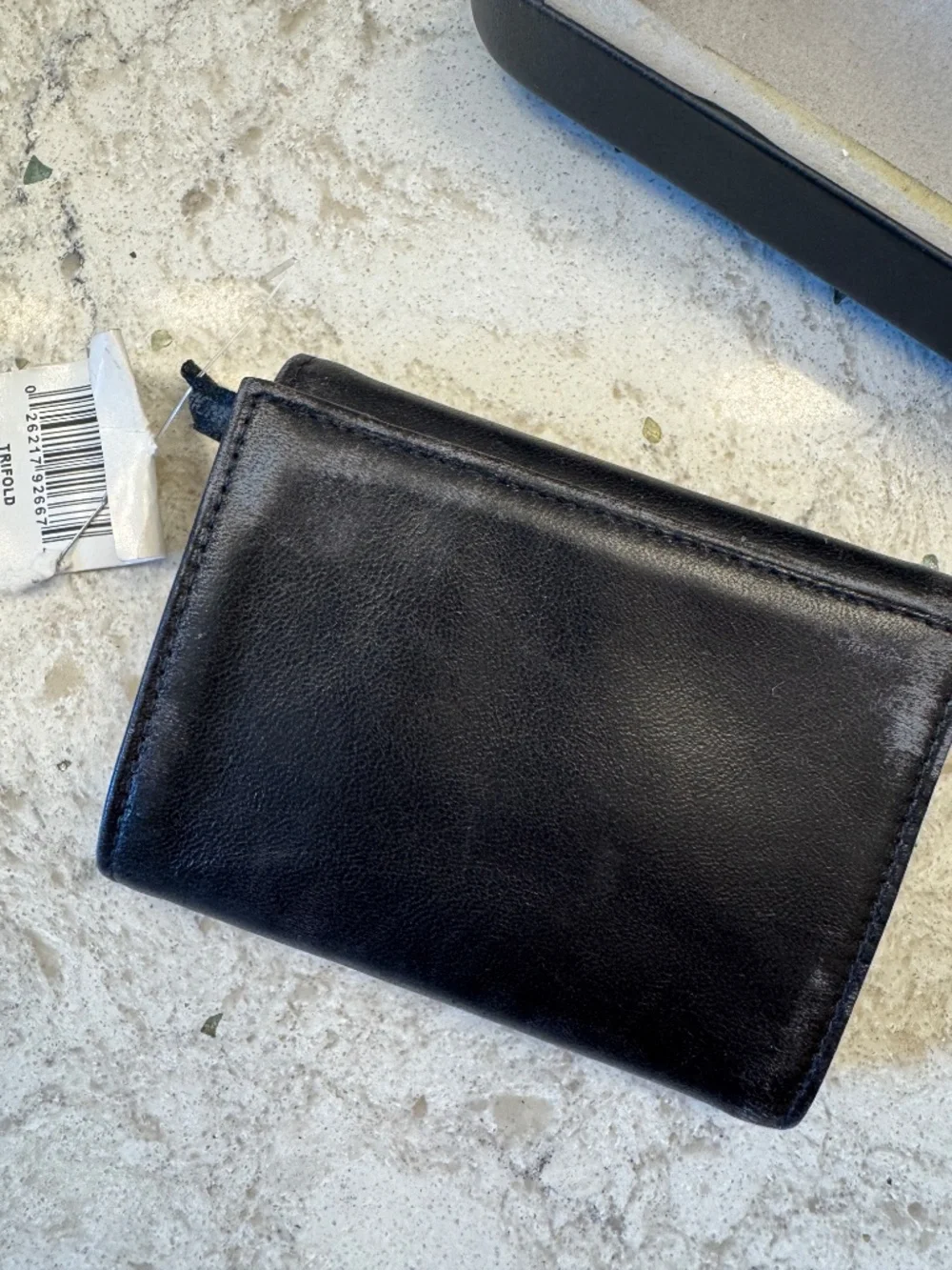 Vintage Mens Alfani Trifold Black Wallet Leather designed modern style